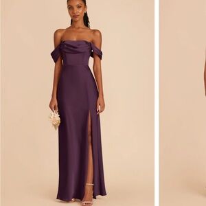 Birdy Grey Purple Off-Shoulder Slit Gown